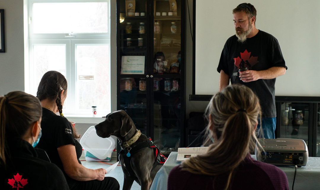 Service Dog Professor Plum recently went to work at The Lavallee Health Centre